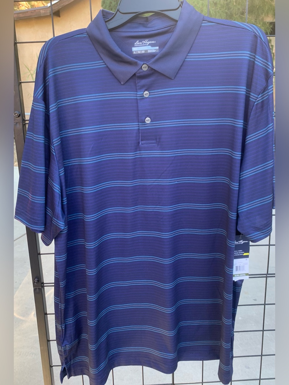 NWT Ben Hogan Men's Navy Striped Performance Polo